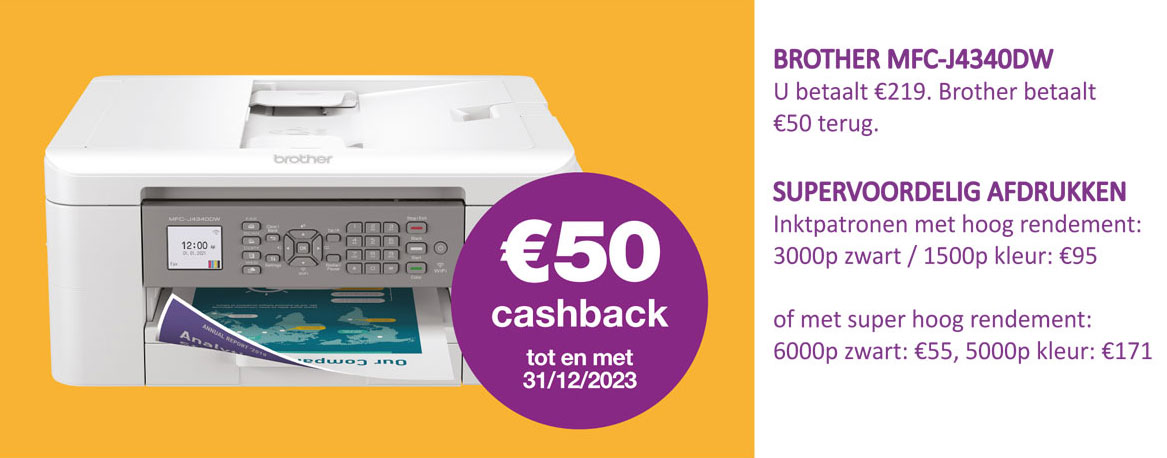 Cashback op Brother printer MFC-J4340DW